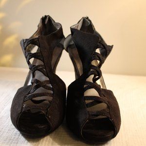 Lane Bryant Black Suede Sandals Size 11